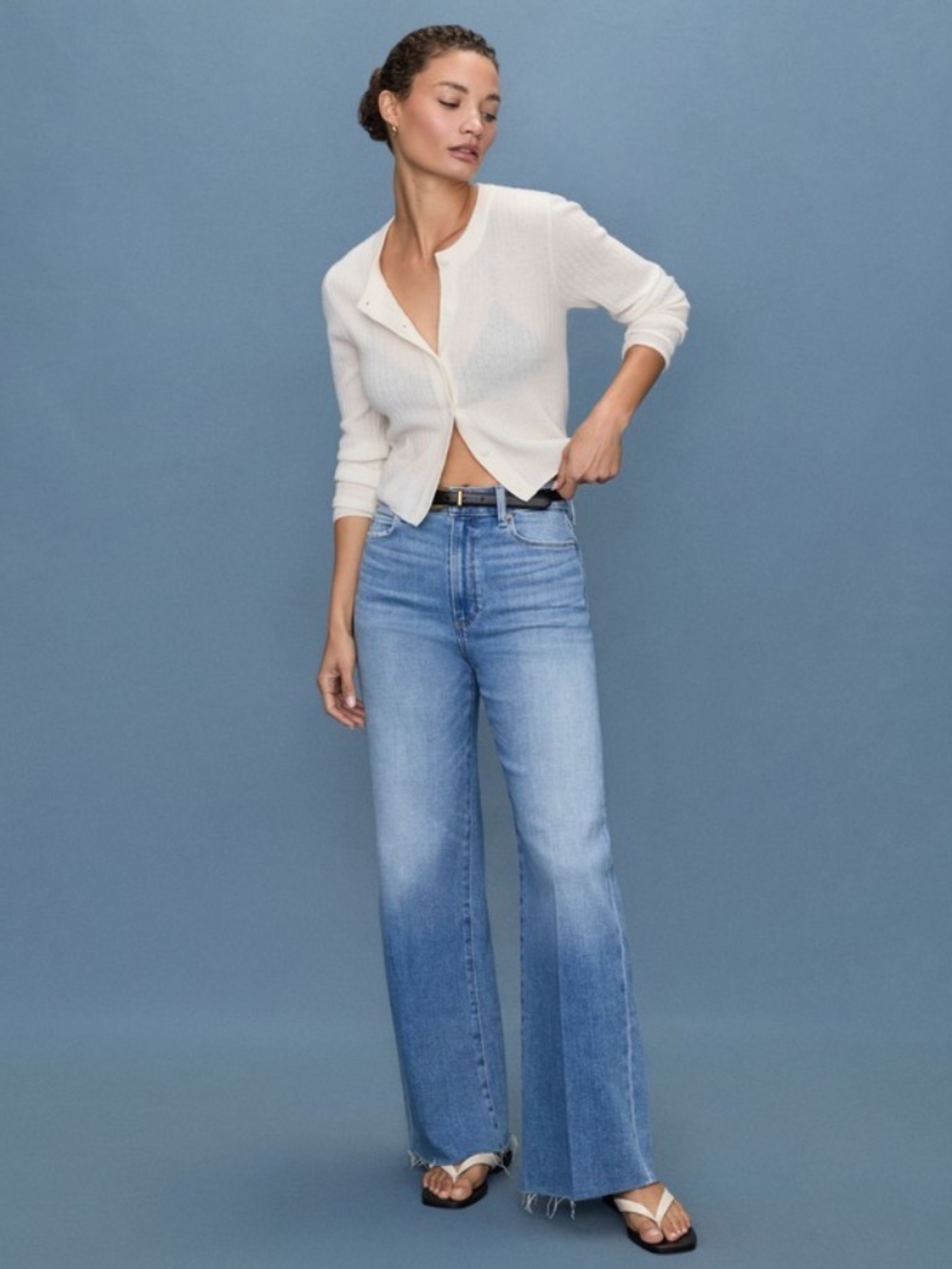 Paige Anessa Wide-leg Raw Hem Jeans Mesmerize Women's Sz 28 NEW